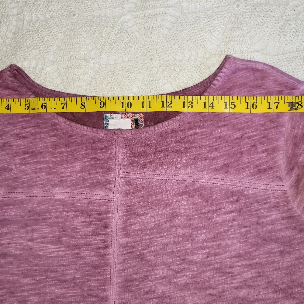 Anthropologie Akemi + Kim  Women's Purple Peplum Cotton 3/4 Sleeve Top Size XL - Picture 7 of 9